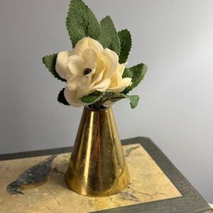 Gold Vase with Cream Flowers